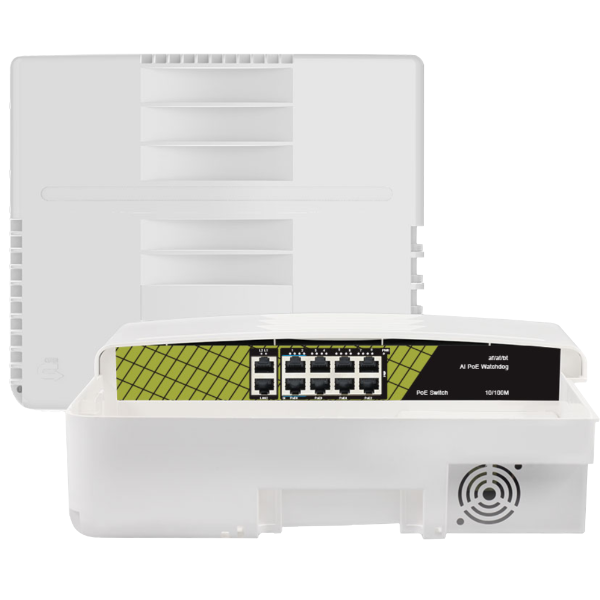 Commutateur PoE d'extérieur IA GNT-P9828F6, 8 ports PoE et 2 liaisons montantes